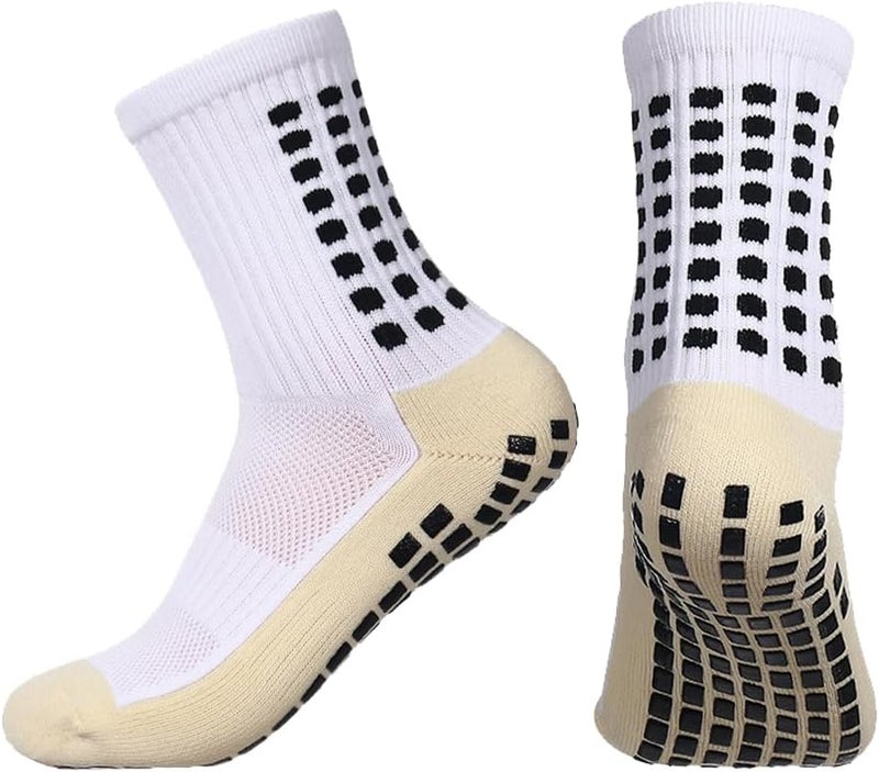 BUKEORE 2 Set Anti-Slip Grip Soccer Socks with Shin Guard Sleeves, Sports Athletic Socks for Men Women - Image 2